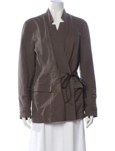 Pre-owned Dries Van Noten Linen Utility Jacket In Brown