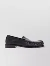 Dries Van Noten Squared Toe Black Leather Loafers With Embossed Stitching