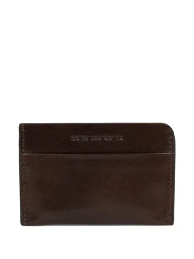 Dries Van Noten Khaki Leather Card Holder In Brown