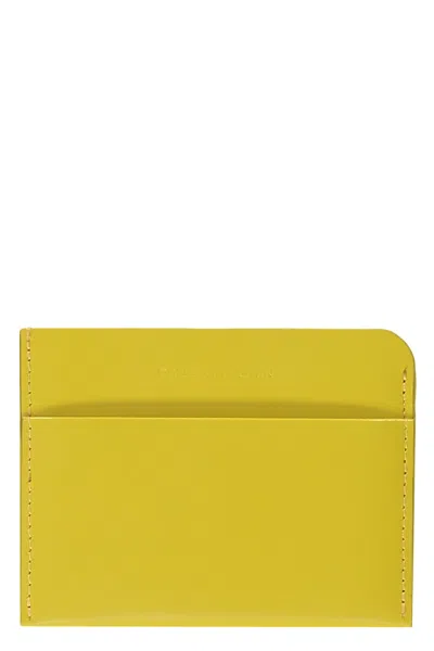 Dries Van Noten Logo Detail Leather Card Holder In Yellow