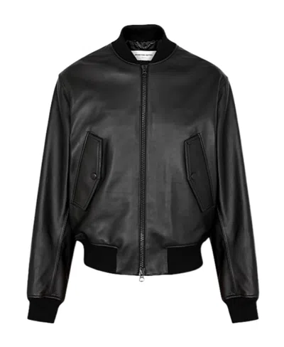 Dries Van Noten Logo Leather Jacket In Black