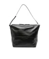 Dries Van Noten Logo Litchi Striped Shoulder Bag In Black
