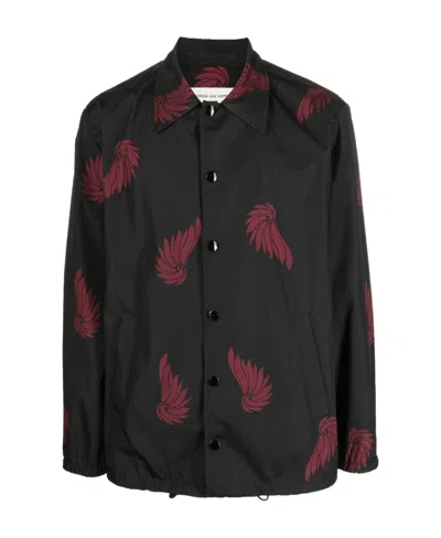 Dries Van Noten Logo Long-sleeved Casual Jacket In Black