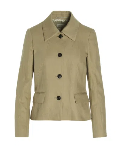 Dries Van Noten Logo Long-sleeved Casual Jacket In Nude