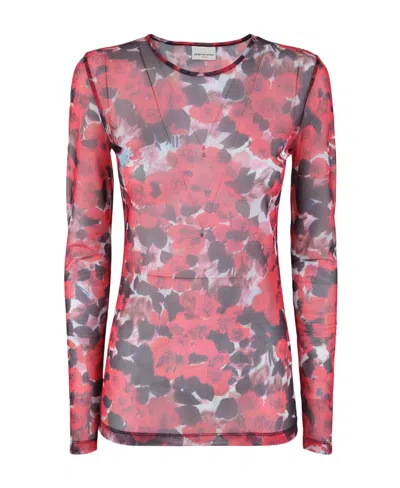 Dries Van Noten Logo Long-sleeved T-shirt In Pink