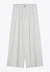 Dries Van Noten Wide-leg Cotton Trousers With Front Pleats
