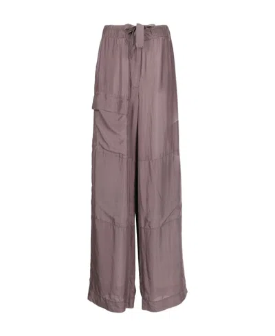 Dries Van Noten Logo Wide-leg Pants In Purple