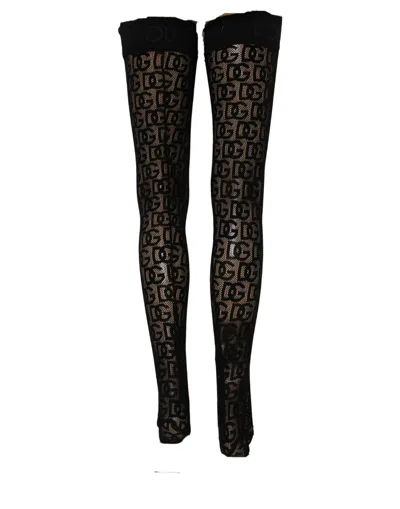 Dries Van Noten Logo-jacquard Fishnet Tights In Black