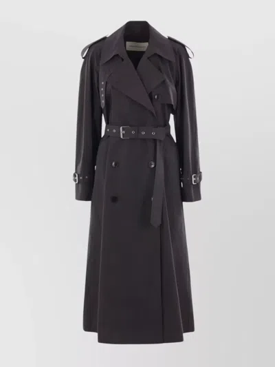 DRIES VAN NOTEN LONG BELTED COAT EPAULETTES