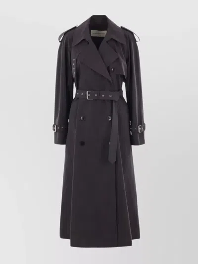 DRIES VAN NOTEN LONG BELTED RAINCOAT EPAULETTES