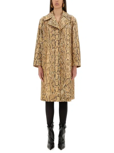 Dries Van Noten Long Coat With Sequins In Animal Print