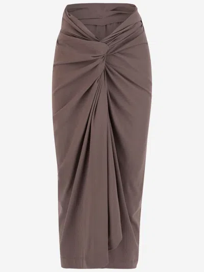 Dries Van Noten Long Cotton Skirt In Smoke