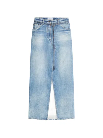 Dries Van Noten Langer Jeansrock In Blue