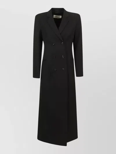 Dries Van Noten Long Double Breasted Coat Button Detail In Black
