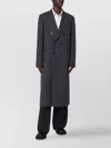 Dries Van Noten Long Double Breasted Wool Outerwear In Gray