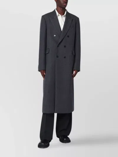 DRIES VAN NOTEN LONG DOUBLE BREASTED WOOL OUTERWEAR