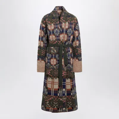 Dries Van Noten Long Ecru Cardigan In Wool And Alpaca In Multi