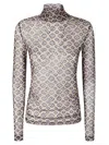 Dries Van Noten Long-fit Mesh Top With Geometric Print In Brown