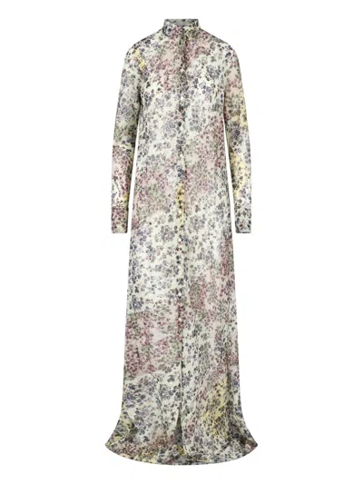 Dries Van Noten Long Jacquard Shirt Dress In Multi