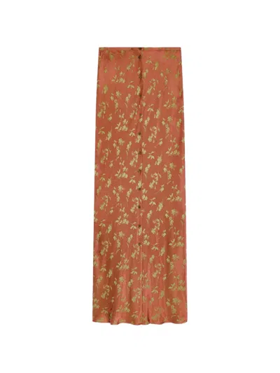 Dries Van Noten Long Jacquard Skirt In Brown