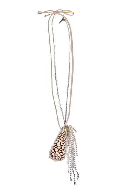 Dries Van Noten Long Necklace With Natural Shell And Beads In Yellow