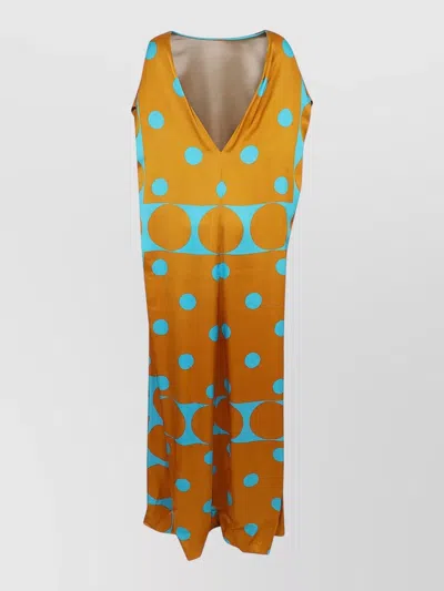 Dries Van Noten Long Satin Dress Open Back Design In Orange