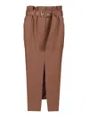 Dries Van Noten Seaches Pleated Wool-gabardine Midi Skirt In Brown
