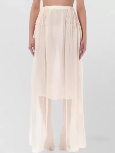 Dries Van Noten Long Skirt Elastic Waistband Sheer Design In Gray