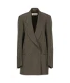 Dries Van Noten Khaki Striped Blazer In Black