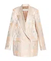Dries Van Noten Womens Lpink Blink Double-breasted Floral-jacquard Satin Jacket In Pink