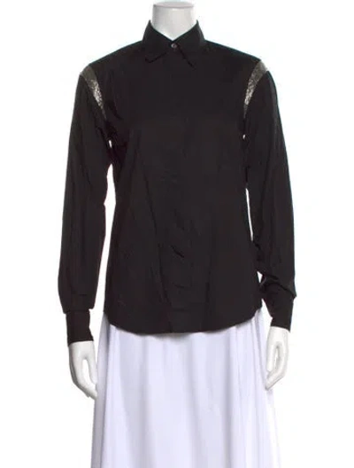 Pre-owned Dries Van Noten Long Sleeve Blouse In Black
