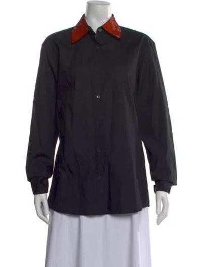 Pre-owned Dries Van Noten Long Sleeve Blouse In Black