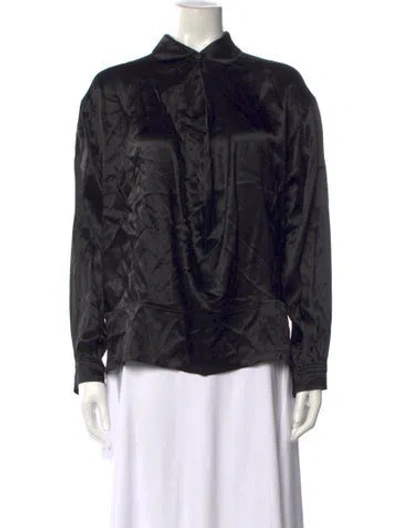 Pre-owned Dries Van Noten Long Sleeve Blouse In Black