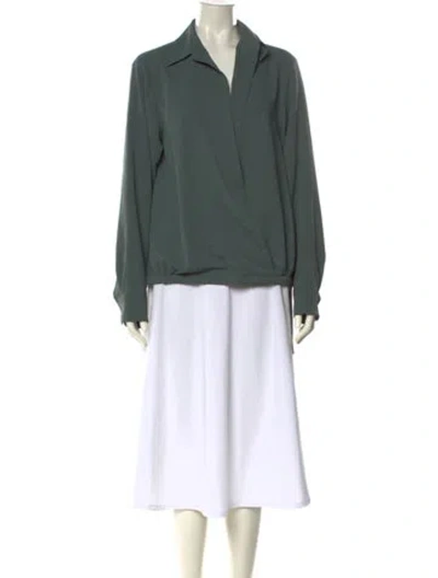 Pre-owned Dries Van Noten Long Sleeve Blouse In Green