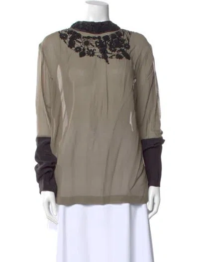 Pre-owned Dries Van Noten Long Sleeve Blouse In Green