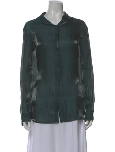 Pre-owned Dries Van Noten Long Sleeve Blouse In Green