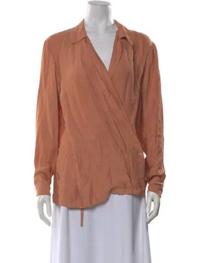 Pre-owned Dries Van Noten Long Sleeve Blouse In Orange