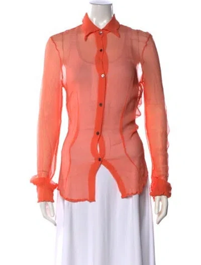 Pre-owned Dries Van Noten Long Sleeve Blouse In Orange