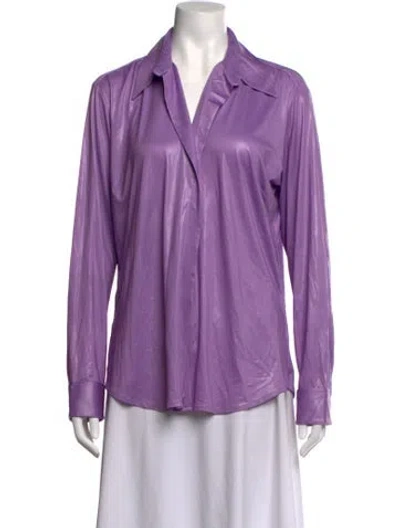 Pre-owned Dries Van Noten Long Sleeve Blouse In Purple