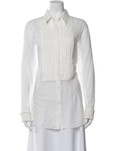 Pre-owned Dries Van Noten Long Sleeve Blouse In White
