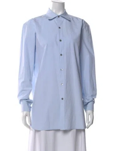 Pre-owned Dries Van Noten Long Sleeve Button-up Top In Blue
