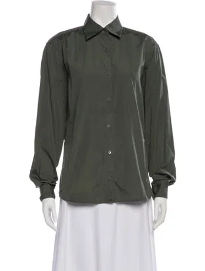 Pre-owned Dries Van Noten Long Sleeve Button-up Top In Green