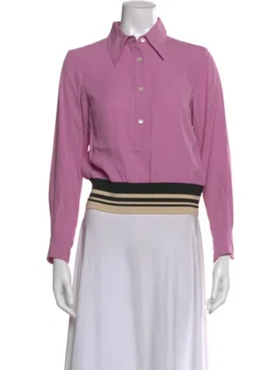 Pre-owned Dries Van Noten Long Sleeve Button-up Top In Purple