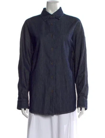 Pre-owned Dries Van Noten Long Sleeve Button-up Top W/ Tags In Blue