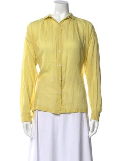 Pre-owned Dries Van Noten Long Sleeve Button-up Top In Yellow