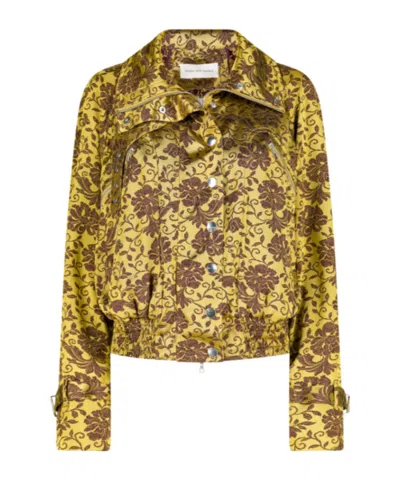 Dries Van Noten Khaki Jacquard Bomber Jacket In 205 Ocra
