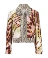 Dries Van Noten Vurano Studded Multi-print Zip Jacket In Nude