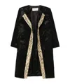 Dries Van Noten Rivkam Floral Snakeskin-trim Open Front Coat In Black
