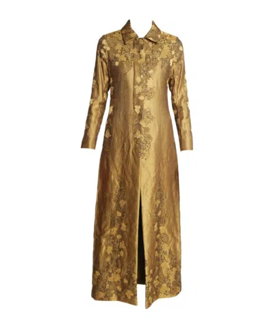 Dries Van Noten Long Sleeve Coat In Gold