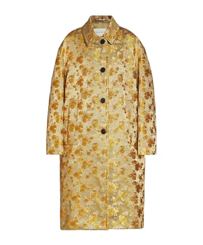 Dries Van Noten Long Sleeve Coat In Gold